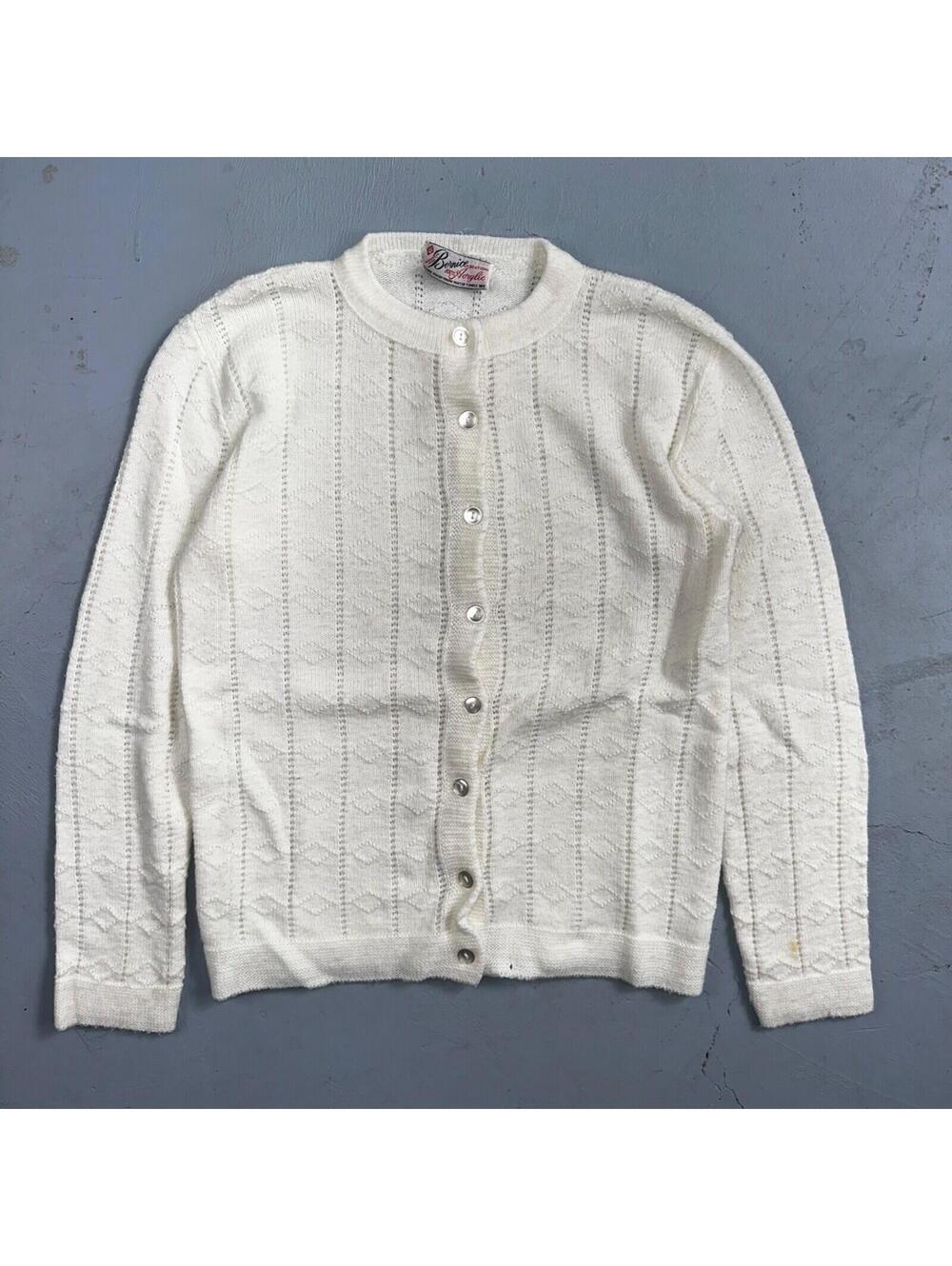 Vintage BERNICE CREATIONS Orlon Acrylic Knit Cardigan Sweater Rockabilly 70s